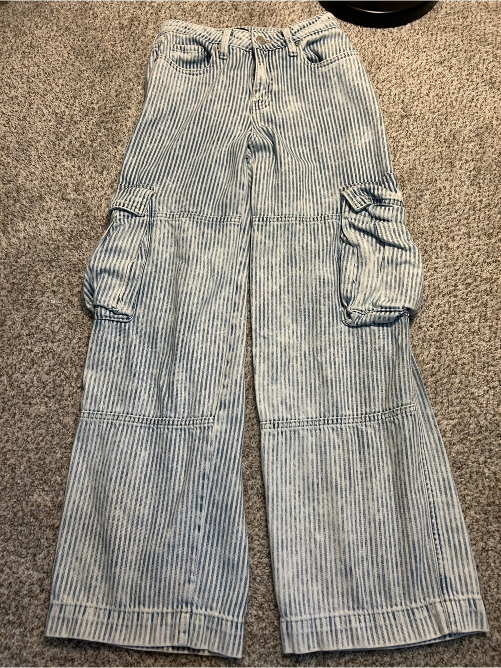 wild fable Blue & White Striped Wide-Leg Cargo Pants